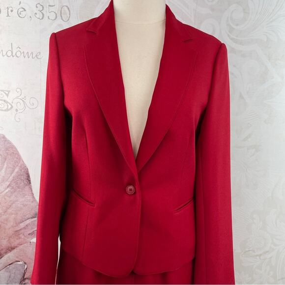 Haberdashery By Personal Vintage Red Skirt Suit Set Size 10 - Picture 2 of 12